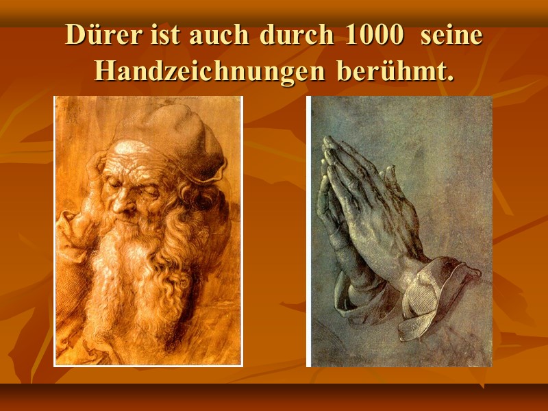 Dürer ist auch durch 1000  seine Handzeichnungen berühmt.